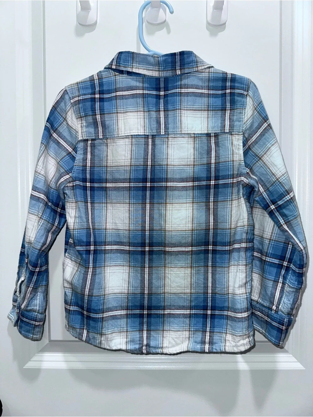 OshKosh Brown Kids Cotton Overalls with Blue Plaid Shirt